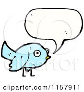 Cartoon Of A Talking Blue Bird Royalty Free Vector Illustration