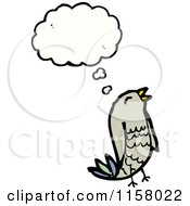 Cartoon Of A Thinking Bird Royalty Free Vector Illustration by lineartestpilot