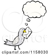 Cartoon Of A Thinking Mail Bird Royalty Free Vector Illustration by lineartestpilot