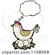 Cartoon Of A Thinking Chicken On A Nest Royalty Free Vector Illustration