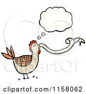Cartoon Of A Thinking Chicken With A Ribbon Royalty Free Vector Illustration