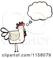 Cartoon Of A Thinking White Chicken Royalty Free Vector Illustration