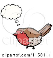 Cartoon Of A Thinking Robin Bird Royalty Free Vector Illustration
