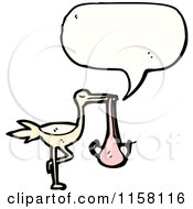 Cartoon Of A Talking Stork With A Baby Girl Royalty Free Vector Illustration by lineartestpilot