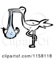Cartoon Of A Stork With A Baby Boy Royalty Free Vector Illustration by lineartestpilot