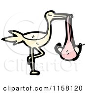 Cartoon Of A Stork With A Baby Girl Royalty Free Vector Illustration