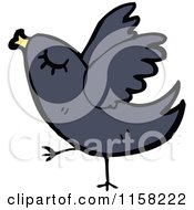 Cartoon Of A Black Bird Royalty Free Vector Illustration