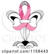 Clipart Of A Sketched Fleur De Lis With A Pink Breast Cancer Awareness Ribbon Royalty Free Illustration