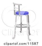 Metal Stool With A Blue Seat