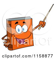 Poster, Art Print Of Happy Orange Book Mascot Holding A Pointer Stick