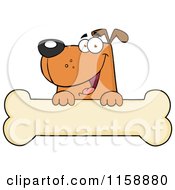 Poster, Art Print Of Happy Brown Dog Smiling Over A Bone Sign