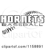Clipart Of Black And White Hornets Baseball Text Over Stitches Royalty Free Vector Illustration