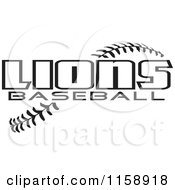 Clipart Of Black And White Lions Baseball Text Over Stitches Royalty Free Vector Illustration
