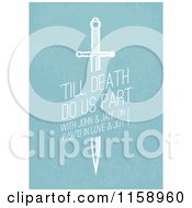 Poster, Art Print Of Sword Wedding Invitation With Sample Text On Blue