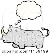 Cartoon Of A Thinking Rhino Royalty Free Vector Illustration by lineartestpilot