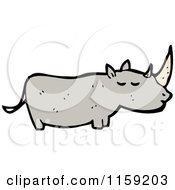 Cartoon Of A Rhinoceros Royalty Free Vector Illustration by lineartestpilot