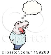 Cartoon Of A Thinking Hippo Royalty Free Vector Illustration by lineartestpilot