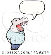Cartoon Of A Talking Hippo Royalty Free Vector Illustration