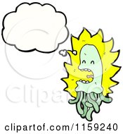 Cartoon Of A Thinking Green Jellyfish Royalty Free Vector Illustration