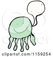 Cartoon Of A Talking Green Jellyfish Royalty Free Vector Illustration