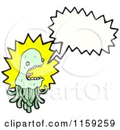 Cartoon Of A Talking Green Jellyfish Royalty Free Vector Illustration
