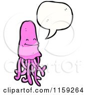 Cartoon Of A Talking Pink Jellyfish Royalty Free Vector Illustration