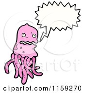 Cartoon Of A Talking Pink Jellyfish Royalty Free Vector Illustration