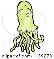 Cartoon Of A Green Jellyfish Royalty Free Vector Illustration by lineartestpilot