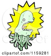 Cartoon Of A Green Jellyfish Royalty Free Vector Illustration by lineartestpilot