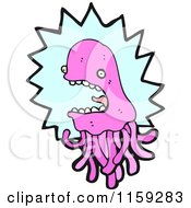 Cartoon Of A Pink Jellyfish Royalty Free Vector Illustration by lineartestpilot