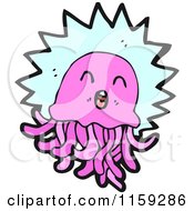 Cartoon Of A Pink Jellyfish Royalty Free Vector Illustration by lineartestpilot