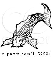 Cartoon Of A Black And White Koi Fish Royalty Free Vector Illustration by lineartestpilot
