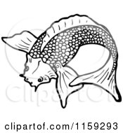 Cartoon Of A Black And White Koi Fish Royalty Free Vector Illustration by lineartestpilot