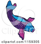 Cartoon Of A Purple Koi Fish Royalty Free Vector Illustration