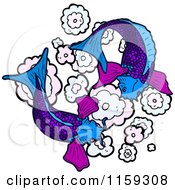 Cartoon Of Purple Koi Fish Royalty Free Vector Illustration