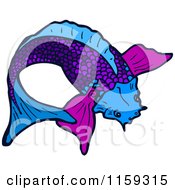 Cartoon Of A Purple Koi Fish Royalty Free Vector Illustration by lineartestpilot