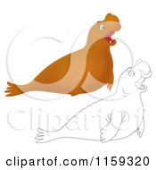 Poster, Art Print Of Cute Outlined And Brown Elephant Seal