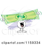 Poster, Art Print Of Happy Moodie Character Holding Up And Stretching A Dollar Bill