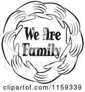 Poster, Art Print Of Black And White Circle Of Hands Around We Are Family