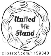 Poster, Art Print Of Black And White Circle Of Hands Around United We Stand