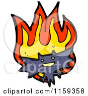 Cartoon Of A Flying Bat And Flames Royalty Free Vector Illustration by lineartestpilot