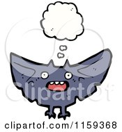 Cartoon Of A Thinking Vampire Bat Royalty Free Vector Illustration