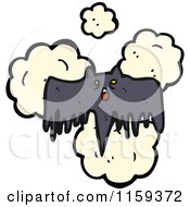 Cartoon Of A Flying Bat And Clouds Royalty Free Vector Illustration
