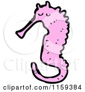Cartoon Of A Pink Seahorse Royalty Free Vector Illustration by lineartestpilot
