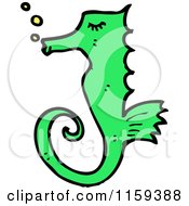 Cartoon Of A Green Seahorse Royalty Free Vector Illustration by lineartestpilot