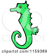 Cartoon Of A Green Seahorse Royalty Free Vector Illustration by lineartestpilot