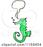 Cartoon Of A Talking Green Seahorse Royalty Free Vector Illustration