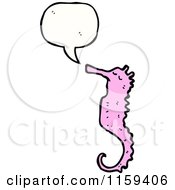 Cartoon Of A Talking Pink Seahorse Royalty Free Vector Illustration
