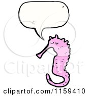 Cartoon Of A Talking Pink Seahorse Royalty Free Vector Illustration
