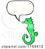Cartoon Of A Talking Green Seahorse Royalty Free Vector Illustration